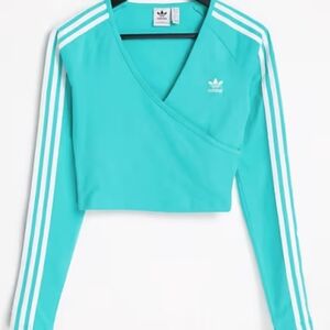 Adidas Originals Adicolor Women's Blue Turquoise Wrap Crop Top‎ Size Small